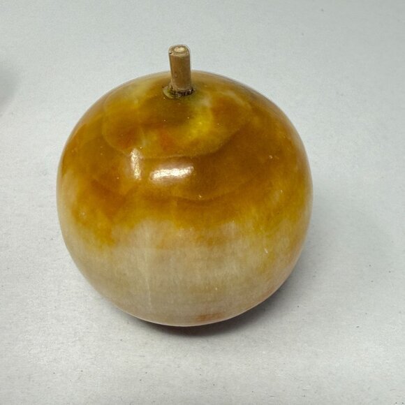 Alabaster Fruit Set of 4 Pieces Peach Apples Mango Stone Marble Vintage - Picture 14 of 16